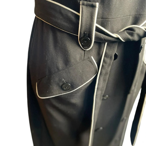 Calvin Klein Black with White Color Dress Size 10.  Belted with Front Buttons - Picture 2 of 12